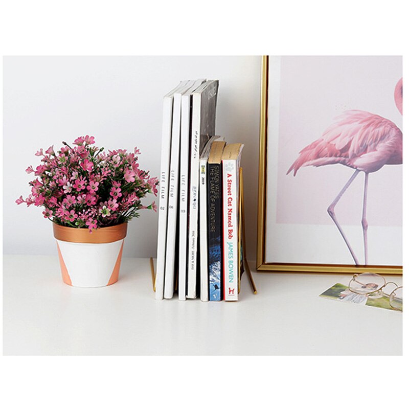 Nordic minimalist style wrought iron triangle book shelf book stand home office desk book storage ornaments