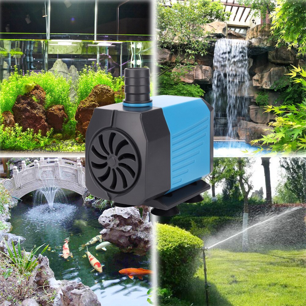 Pompe à eau Submersible 1000-4000L/H, fontaine d'eau de poisson multifonctionnelle Ultra silencieuse pour Aquarium 220V 15W-80W