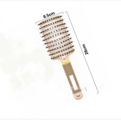 Dos Homens das mulheres Do Cabelo Do Couro Cabeludo Massagem Pente de Cerdas & Nylon Escova De Cabelo Desembaraçar Escova de Cabelo para o Salão de Cabeleireiro Ferramentas de Estilo Encaracolado Molhado: Ouro / Dourado