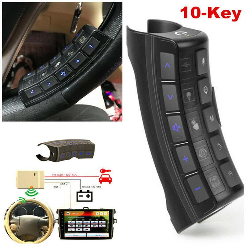 Universele Auto Stuurwiel Knop Bluetooth Afstandsbediening 10-Key Automobiel Ontvanger Controller Auto Inbouwen Accessoires