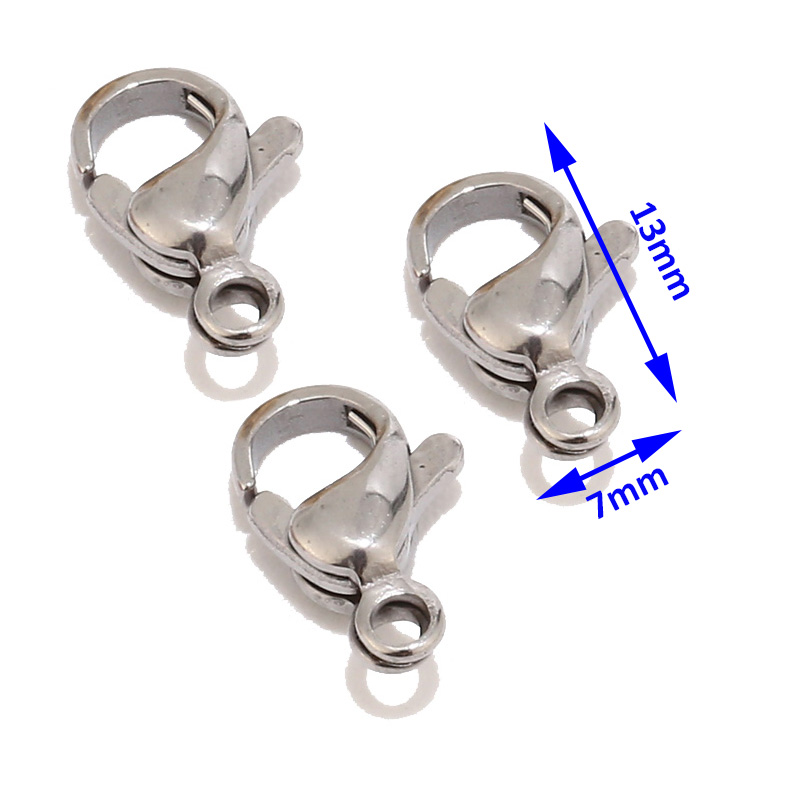 120pcs 18K Gold Plated Stainless Steel Lobster Claw Clasp Jewelry Findings: Dull Silver 7x13mm