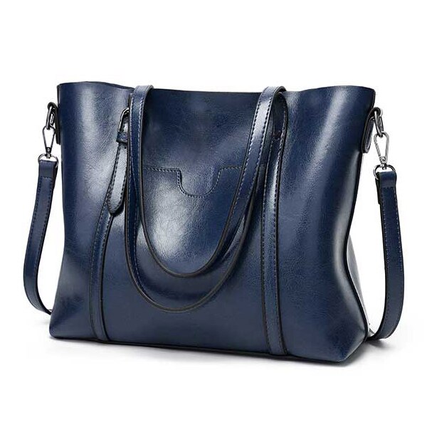 HJPHOEBAG nouvelle femmes sac à bandoulière sac à bandoulière huile cire cuir dames sac à main fourre-tout sac à bandoulière sacs pour femmes YC005: dark-blue