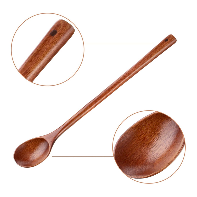 3 Pcs Wooden Mixing Spoons Kitchen Soup Serving Spoons Long Handle Cooking Spoons for Kitchen Stirring Serving Cooking