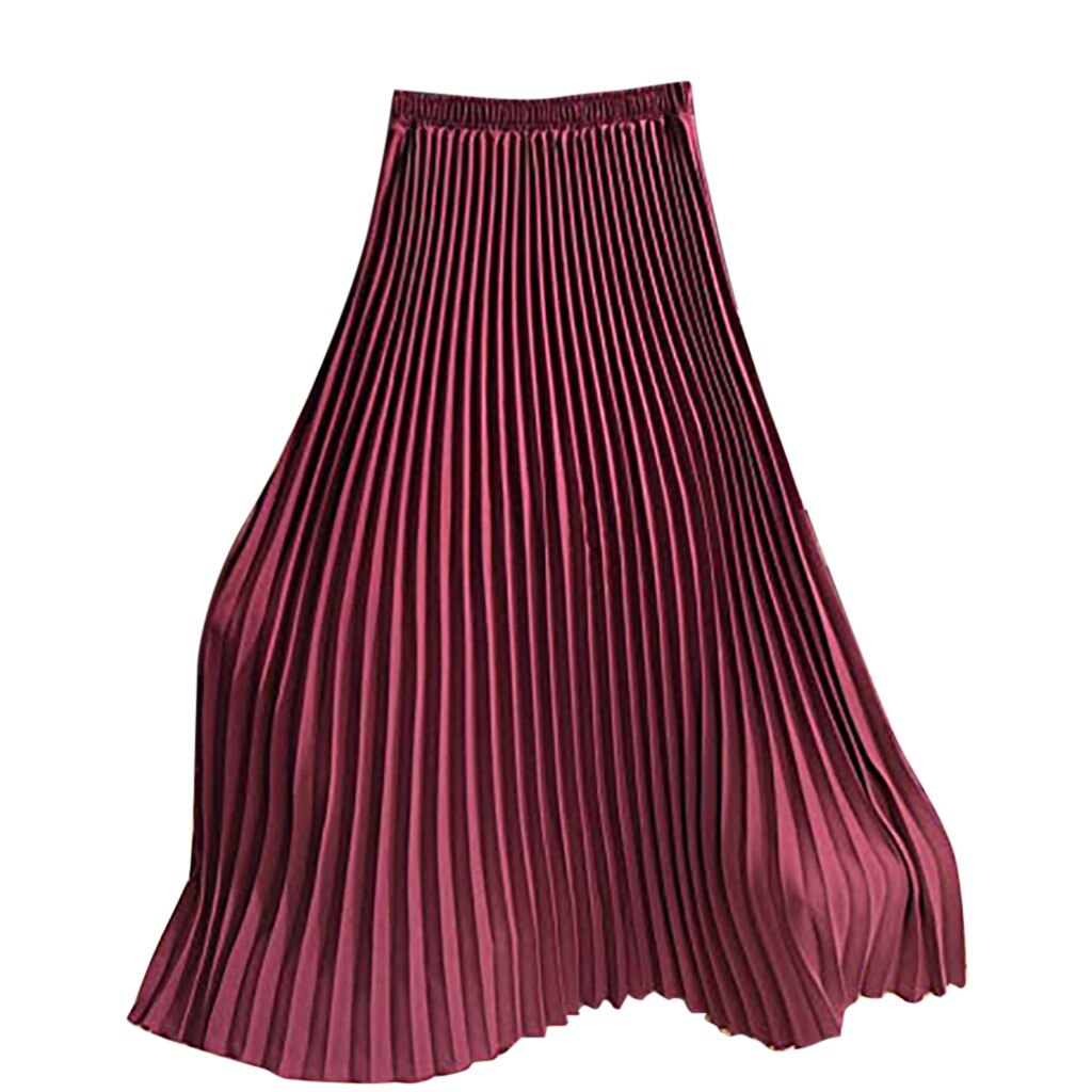 Faldas de coreana para mujer, faldas negras, , Midi, Falda plisada con cintura elástica, Jupe Longue,: RD