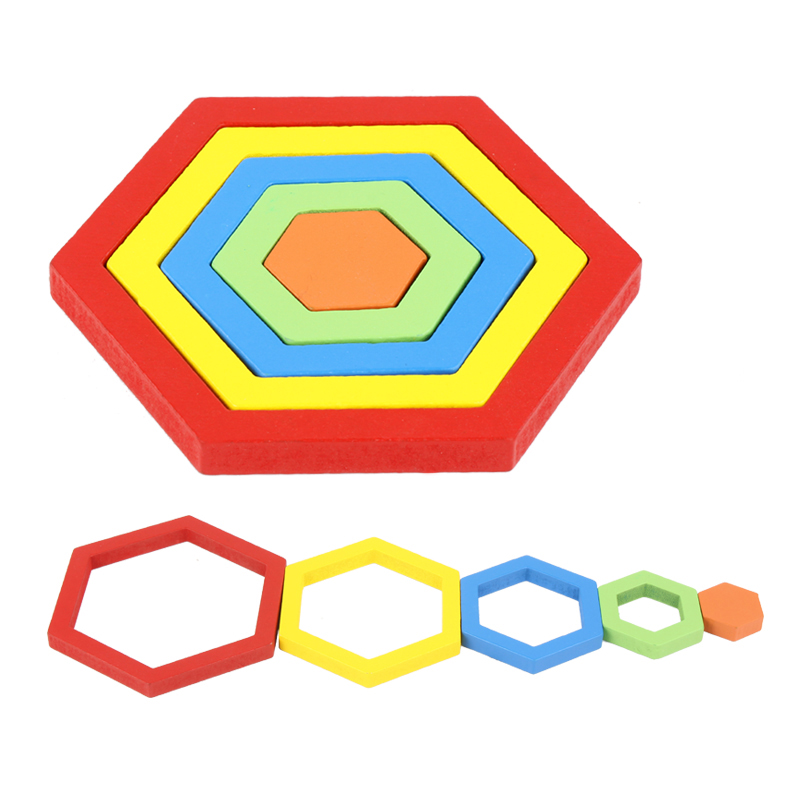 Rompecabezas de madera con formas geométricas coloridas para niños, rompecabezas estéreo para niños, juguete educativo temprano, de entrenamiento en casa