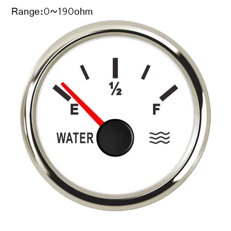0~190 ohm / 240~33 ohm Boat Water Level Gauge 52 mm Stainless Steel Car Water Tank Level Indicator for Marine Car Accessories: White Silver 190ohm