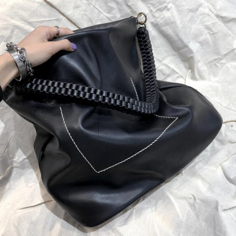 Promi Schwarz Hobo Taschen Frauen Große Kapazität Weichen PU Leder Handtasche Desinger Weiblichen Handtaschen Große Schulter Geldbörsen