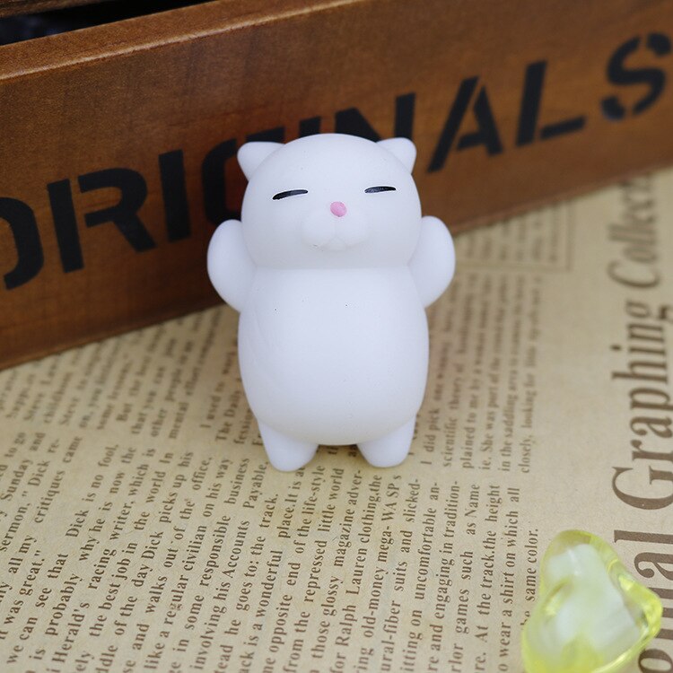 1pcs Finger Toys Squishy Mini Kawaii Squeeze Stretchy Animal Healing Stress White Gray Cat Animals Anti-stress Hand Toys xdd: C