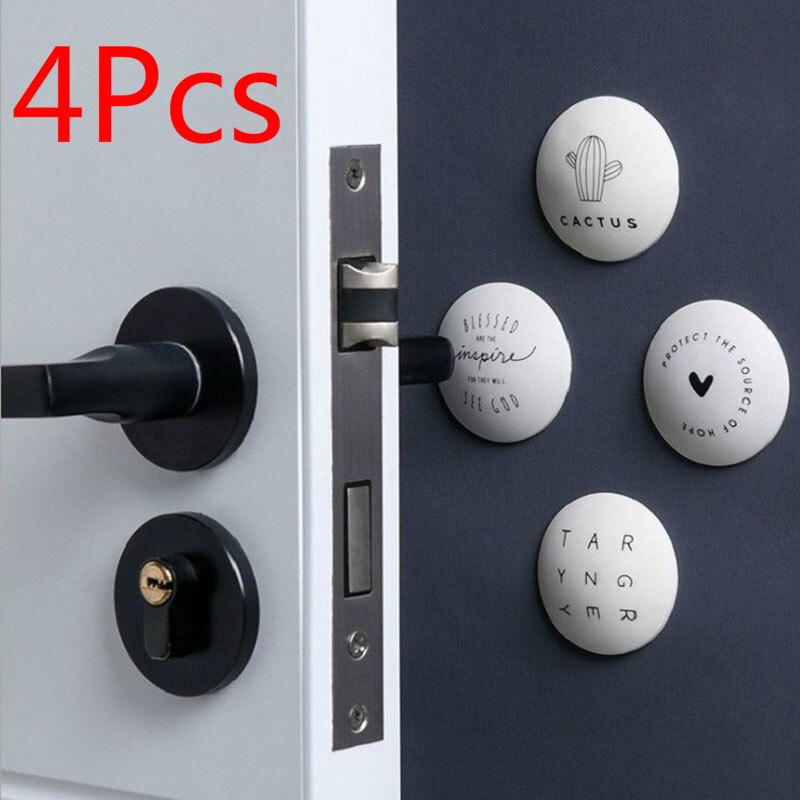 4Pcs Self Adhesive Door Stopper Rubber Round Wall Protector Sticker Door Handle Silicone Bumper Guard Stopper Door Crash Pads