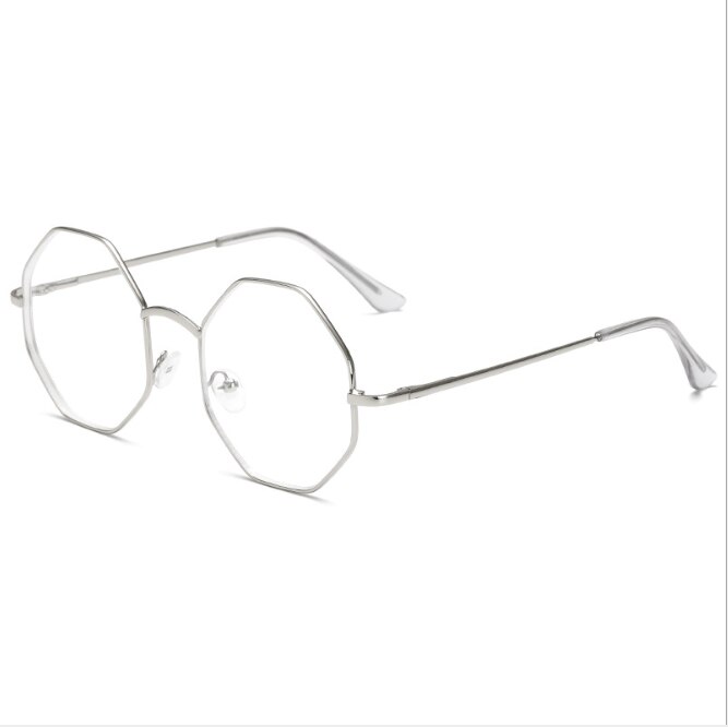 Lunettes octogonales à monture polygonale, monture de lunettes lisse pour hommes et femmes, monture de lunettes en métal clair, rétro