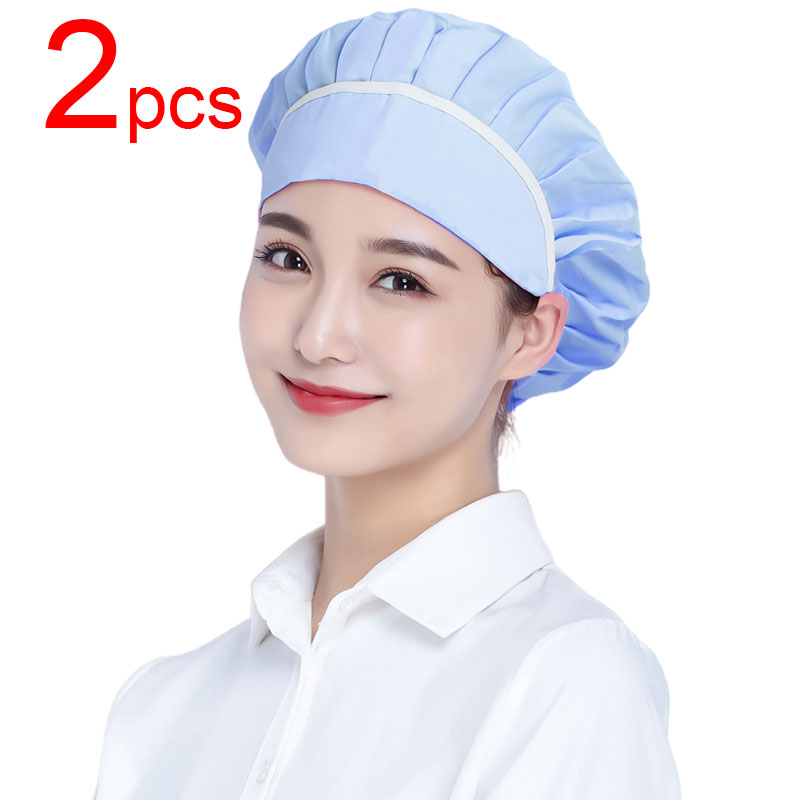 Food Service Cook Hats Women Men Hair Cover Caps Workshop Hat Food Service Baking Cap Kitchen Cooking Visors Household Beanie: Blue