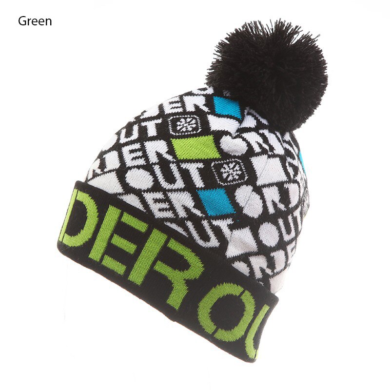 Stickning vinter bomull snowboard mössa märke mössor hip hop varma skidhattar gorros bonnetsr skullies för kvinnor och män: Grön