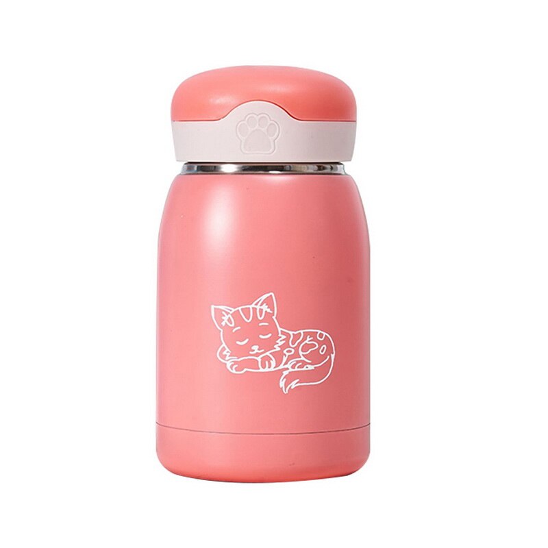 Mini termo de café de 300 ML, termo de acero inoxidable bonito, taza de agua portátil para viaje, termo aislado: cat watermelon red