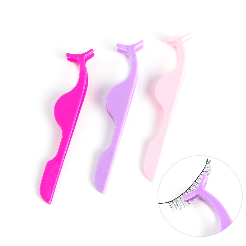 1Pcs Willekeurige Plastic Wimper Pincet Clip Applicator Platte Valse Wimpers Extension Curler Klemmen Beauty Makeup Tools BEND058