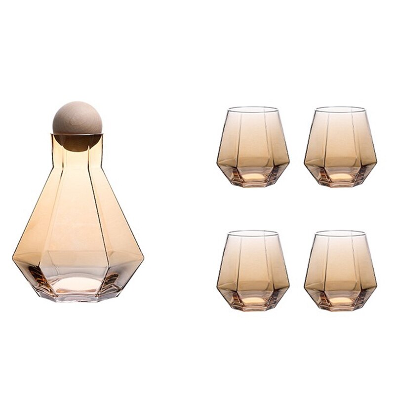 Diamond Whiskey Glazen Sets Waterkoker Met Hout Bal Deksel Duidelijk Kruik Voor Sap Cocktail Wijn Glazen Set