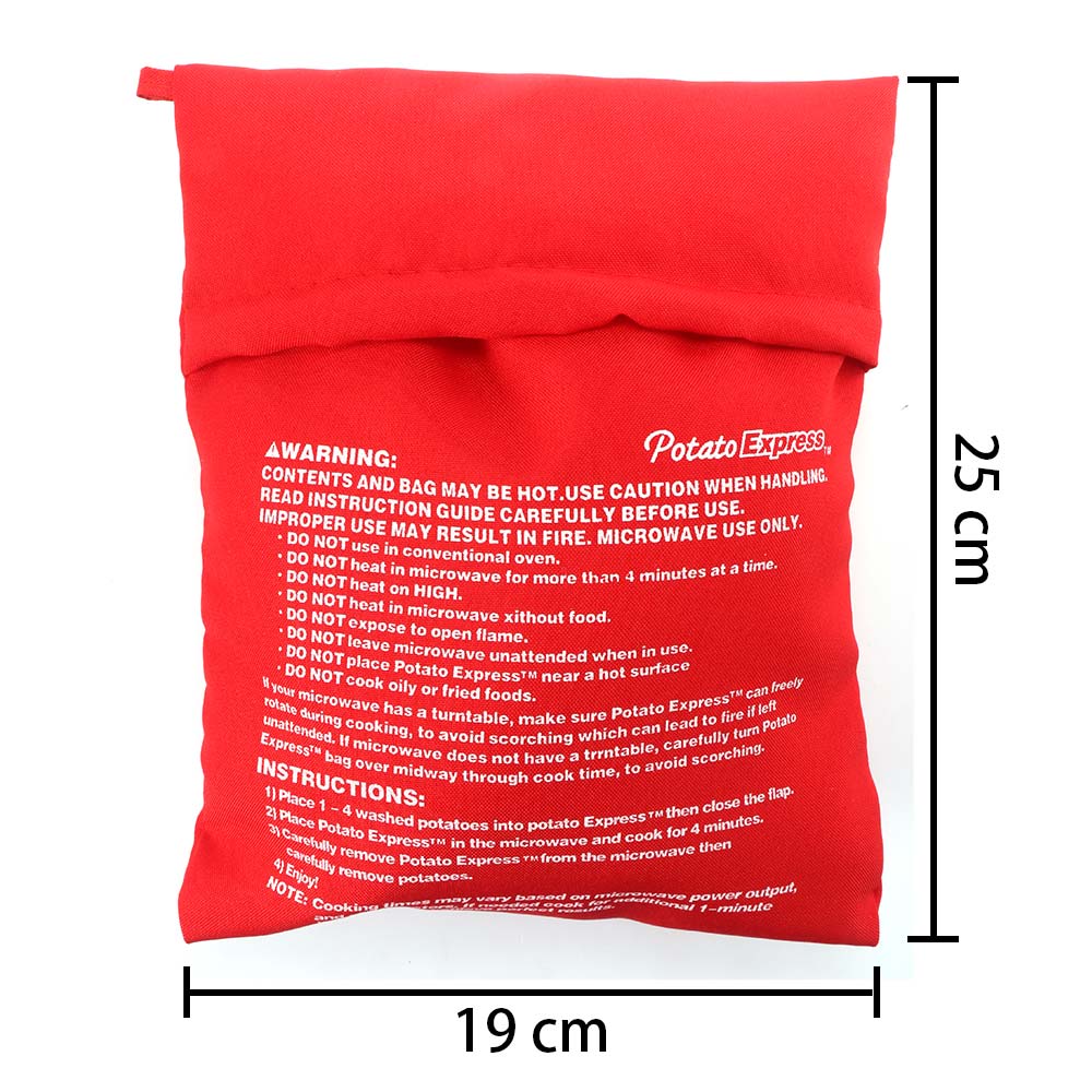 Bolsa para cocinar patatas en microondas, lavable, color rojo, 1 Uds., bolsa para hornear arroz, bolsillo, utensilios de cocina fáciles de cocinar