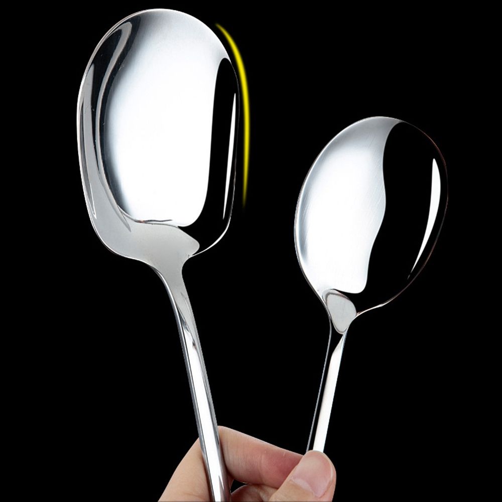 Kitchen Dinner Dish Tableware Soup Spoon Restaurant Large Stainless Steel Distributing Scoop Buffet Serving Supplies