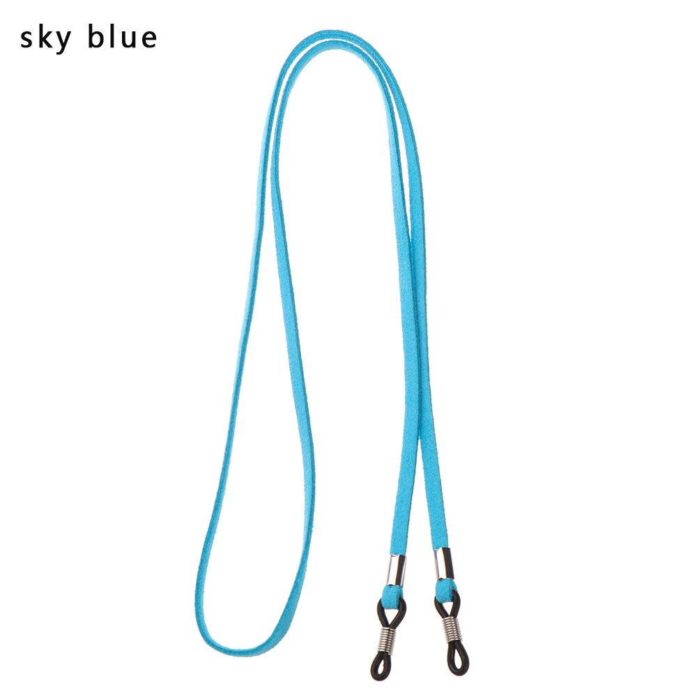 70cm Leather Strap Glasses Lanyard Women&#39;s Neck Cord Solid Color Glasses Chain High Elasticity Sunglasses Rope Eyewear Holder: sky blue
