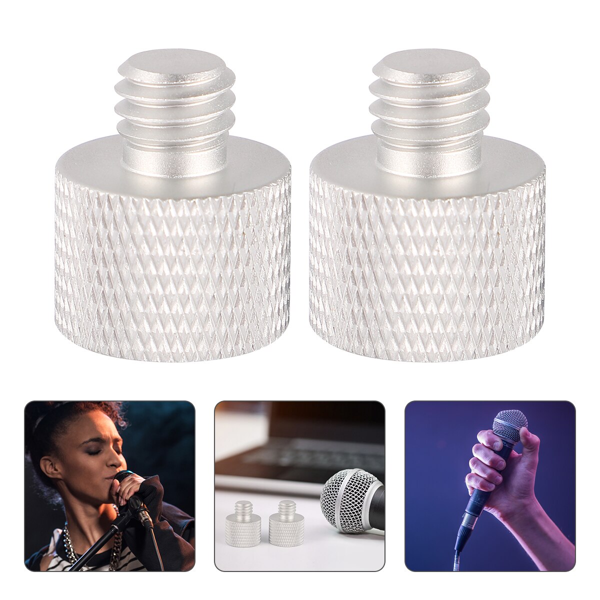 2 Sets Practical Mic Clip Adapter Thread Screw Adapter 5/8 to 3/8 Adapter