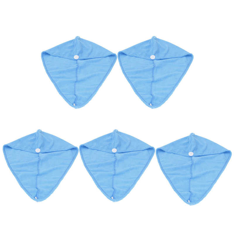5Pcs Quick Dry Microfiber Haar Hoed Vrouwen Badkamer Sterke Wateropname Badhanddoek Haar Droog Handdoek Badkamer Benodigdheden: Blauw