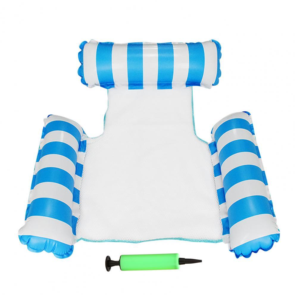 Lekvrije Draagbare Ergonomisch Gestreepte Print Drijvende Fauteuil Voor Reizen:  White  Light blue