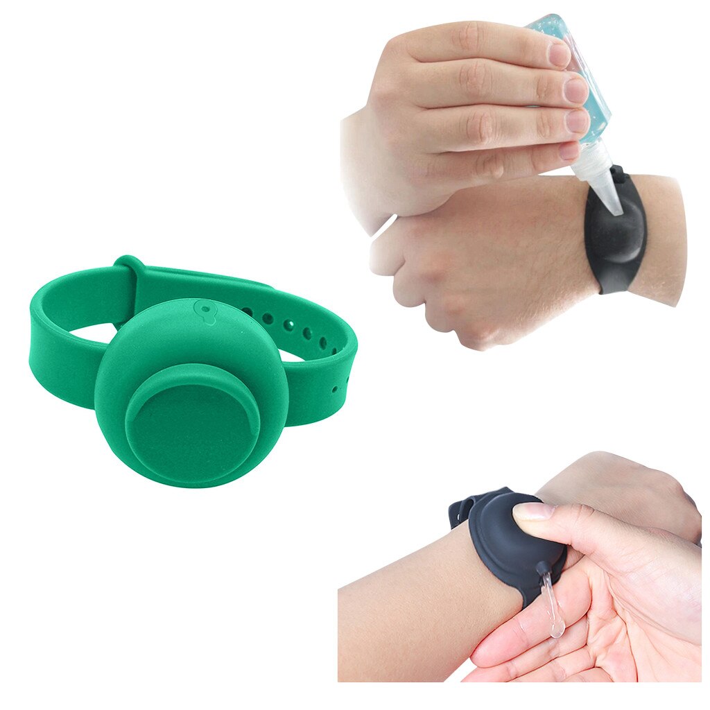 1PC Adult Kid Liquid Wristband Hand Dispenser Handwash Gel With Whole Sanitizing pulsera dispensadora de gel hidroalcoholico: Green