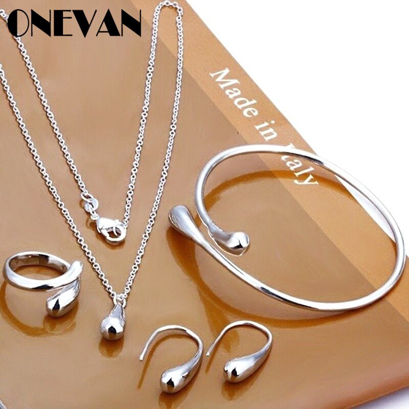 Exquisite Eardrop Shape Pendant Neckalce Water Jewelry Set Hand Chain Bracelet Necklaces Ring Hook Oval Earings for Women