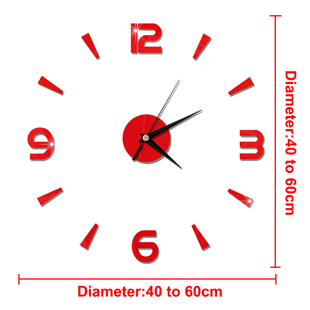 Relógio de parede moderno de 27 "~ 47", para decoração de sala de estar, sem moldura, faça você mesmo, com número de espelho, adesivo para decoração de quarto de casa: Marrom