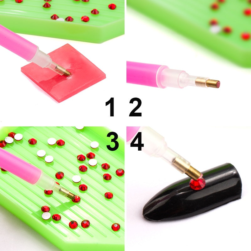 Juego de bolígrafo de punta de diamante de imitación de plástico, adhesivo para pegar diamantes, herramienta de punteado para recoger diamantes, manicura artística, 1 ud.