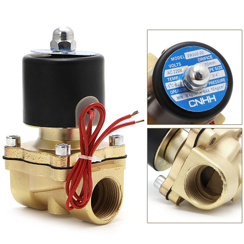 3/4 "220V Elektrische Magneetventiel Pneumatische 2 Port Water Olie Lucht Gas 2W-200-20