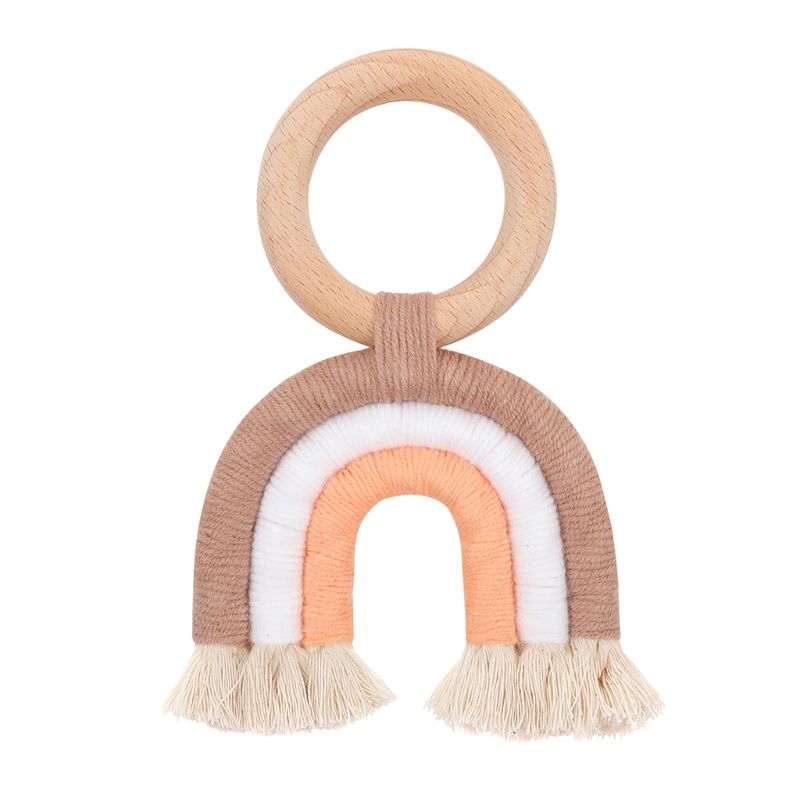 Christmas Baby Rainbow Teething Ring Safety Wooden Teether Baby Care Shower C6UF: Q159