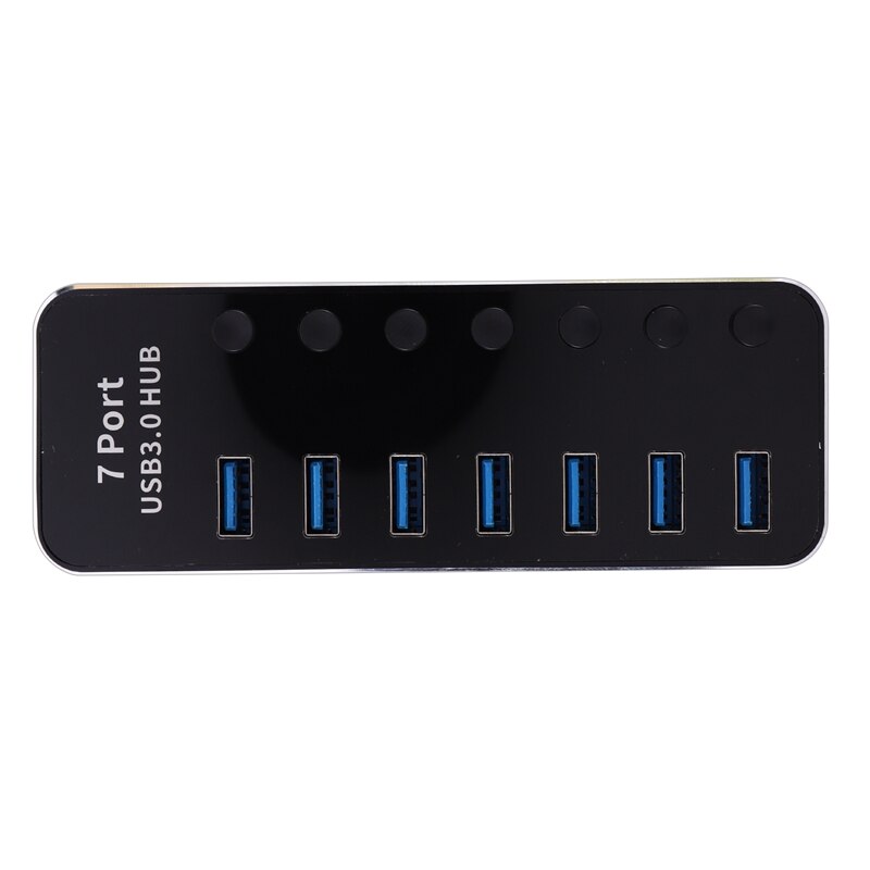 Usb 3.0 Hub Powered 7 Port Usb Extender Aluminum Splitter with Individual On/Off Switches (7-Ports)