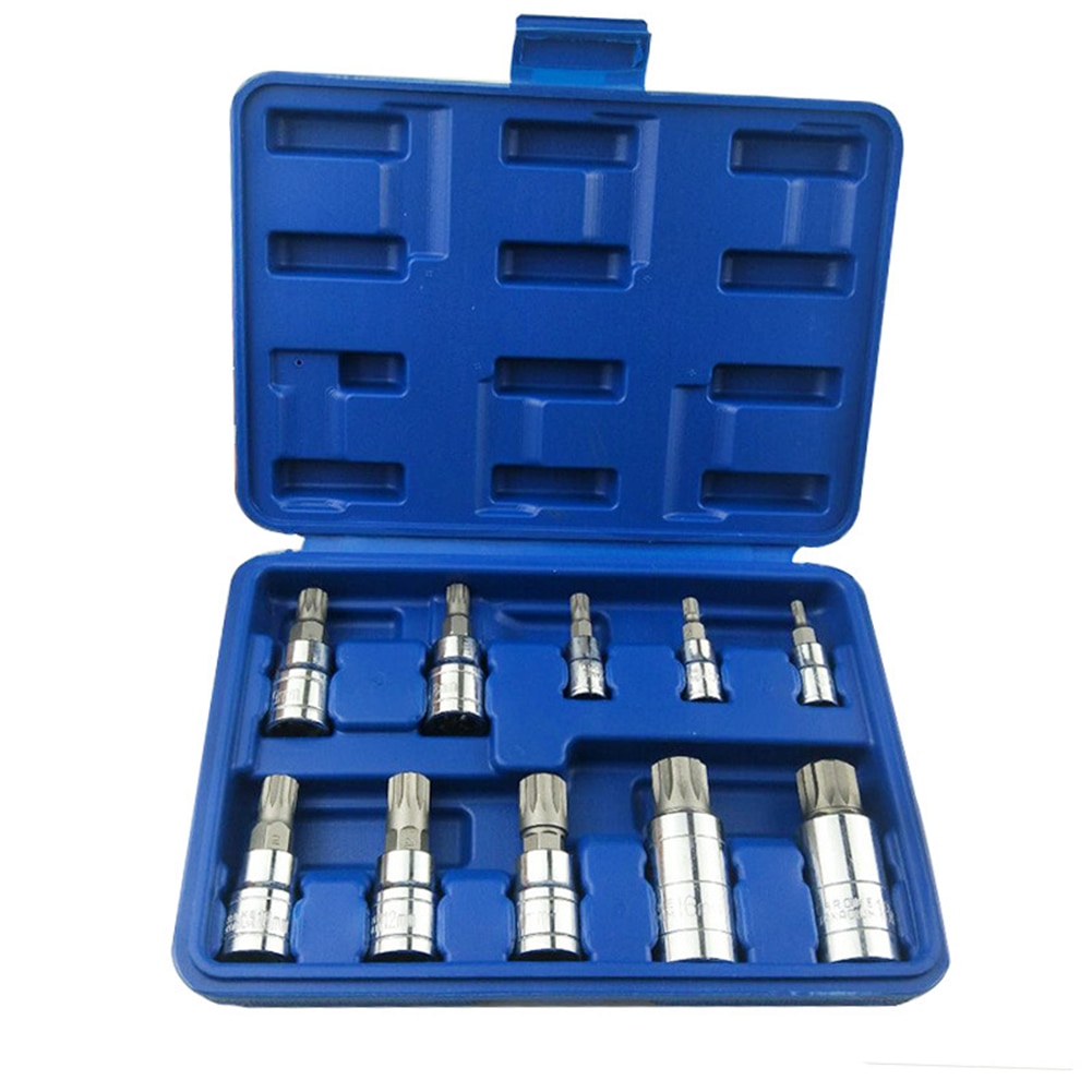 10pcs/set Triple Square Spline Bit Socket Set For Tamper-Proof Lug Nuts Cylinder Head Bolt 1/4-Inch 3/8-Inch 1/2-Inch Drive