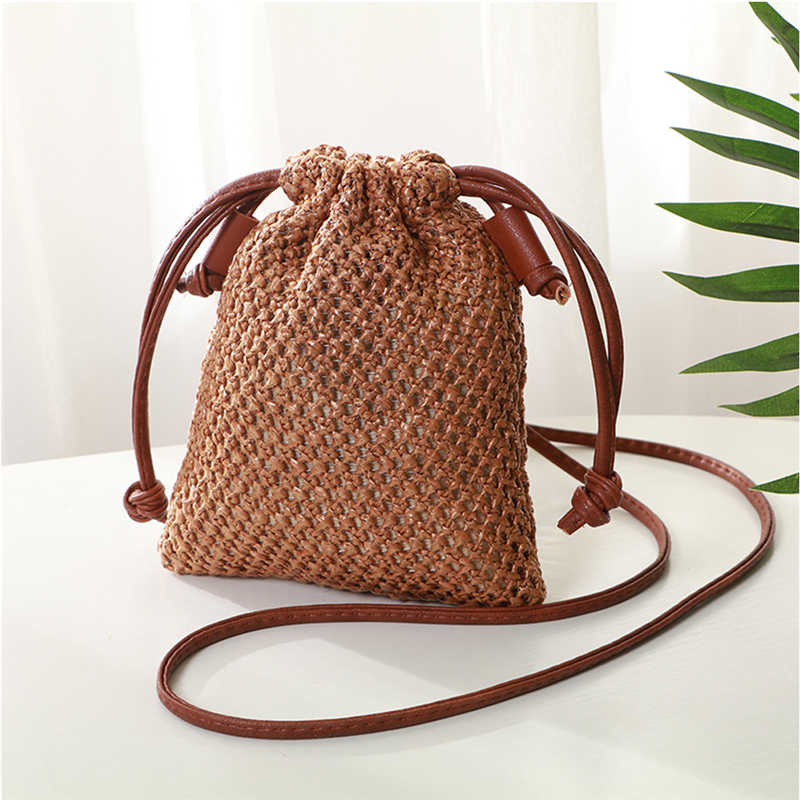 Messenger taske sommer halmvævet taske beach style crossbody taske skuldertaske: A4