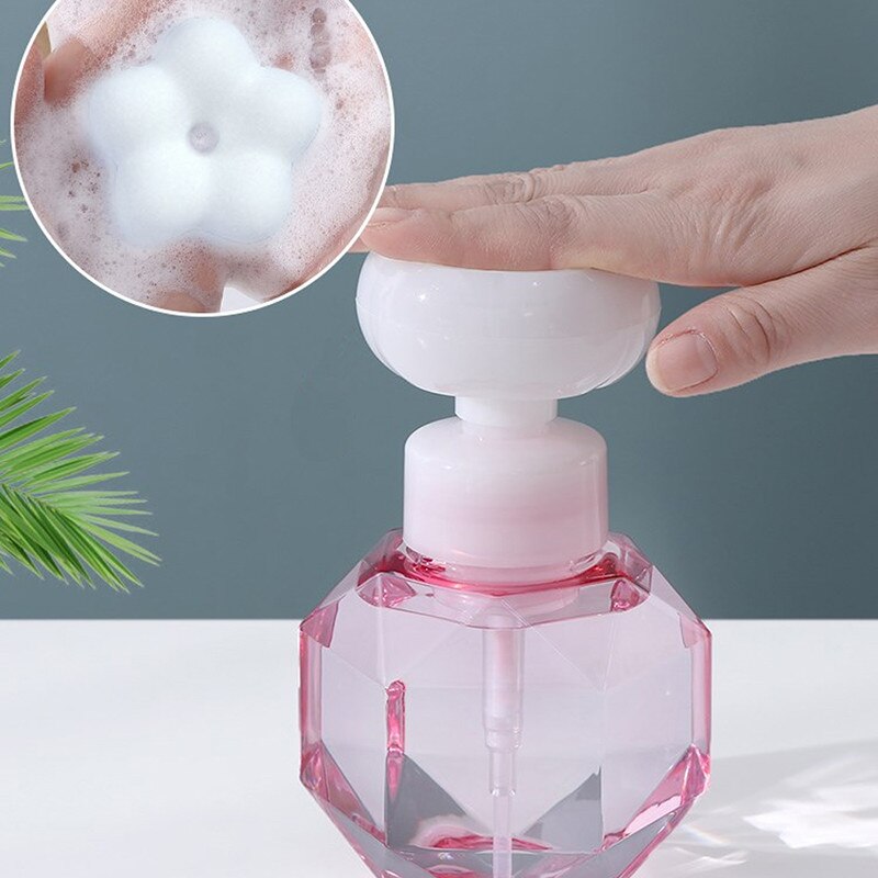 Flower Liquid Soap Dispenser Stamp Hand Soap Pump Bottle Floral Foam Bubbler Handsoup Plastic Bathroom Trip Travel Storage Jar