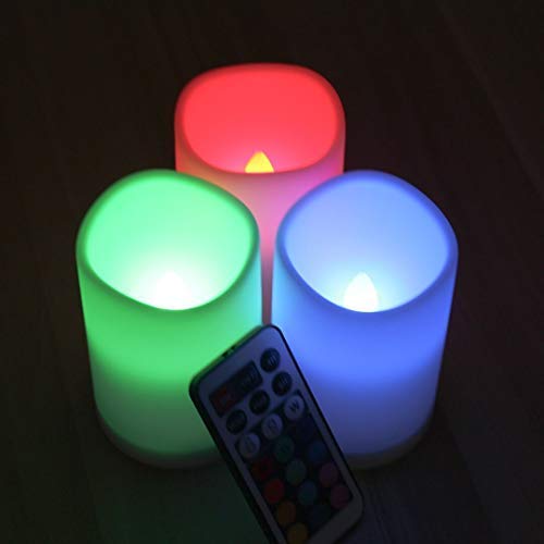 Luz LED tipo vela sin llama de color, 3 uds., romántica, con Control remoto, para boda, , cumpleaños, San Valentín, accesorios de lámpara
