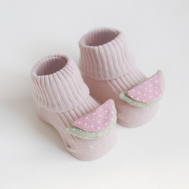 Baby Antislip Sokjes Met Leuke Fruit Op Top Katoen Pasgeboren Herfst Winter Sokken Voor Zuigelingen Peuters Kids Jongens meisjes 9-18M: PINK