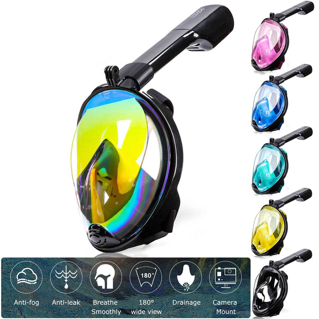 2020New Diving Mask Scuba Mask Underwater Anti Fog Full Face Snorkeling Mask Women Men Kids Swimming Snorkel Diving Equipment