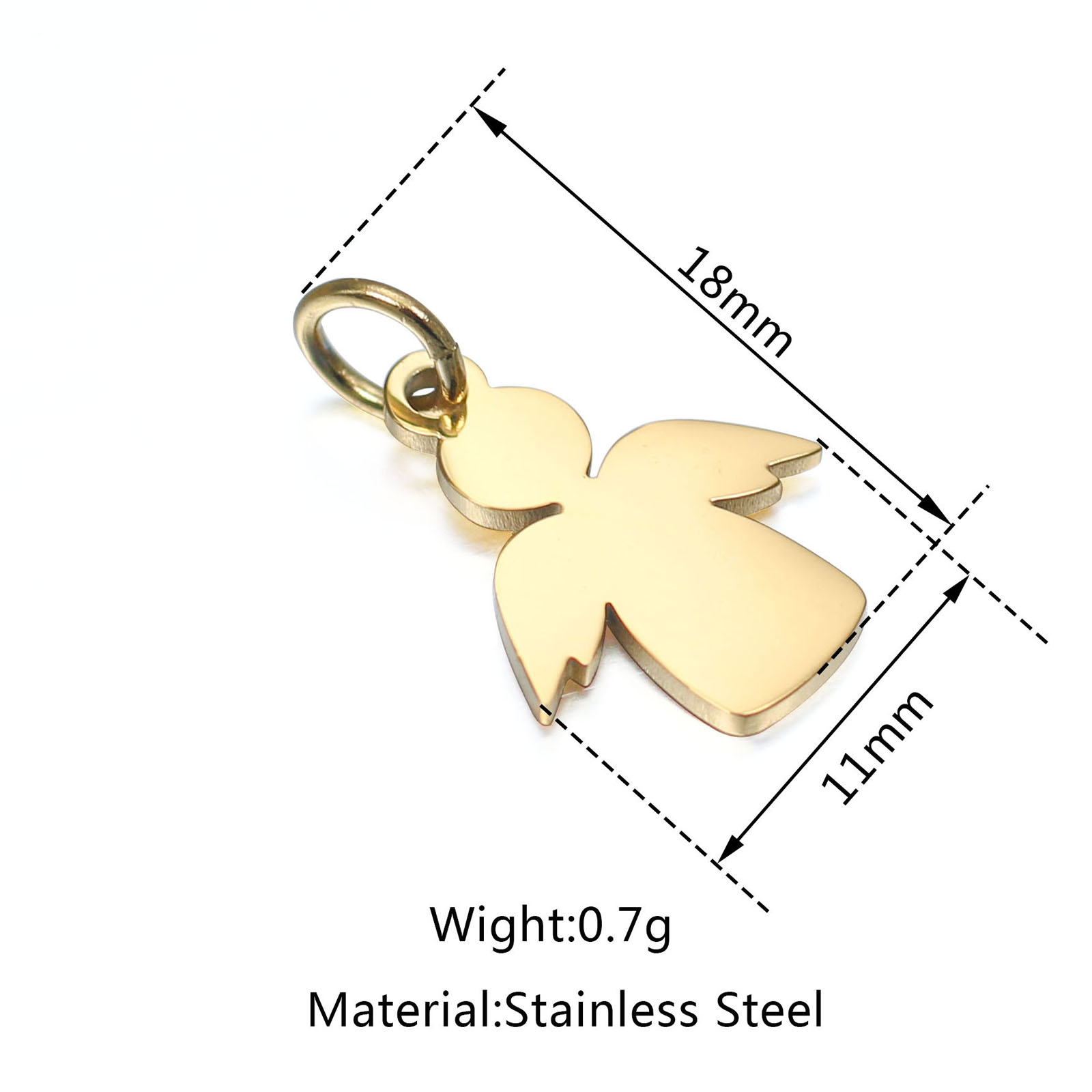 Breloques ange en acier inoxydable, collection de conte nickel é, multicolore, métal, PmotDIY, collier exécutif, bijoux , 18mm x 11mm, 1PC