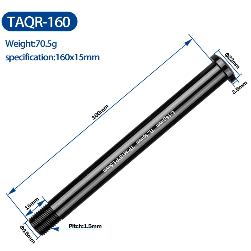 Spiedini a sgancio rapido per asse passante per bicicletta MTB Road Bike perno passante diametro 12/15mm telaio forcella parti perno passante leva a sgancio rapido: TAQR-160 15mm