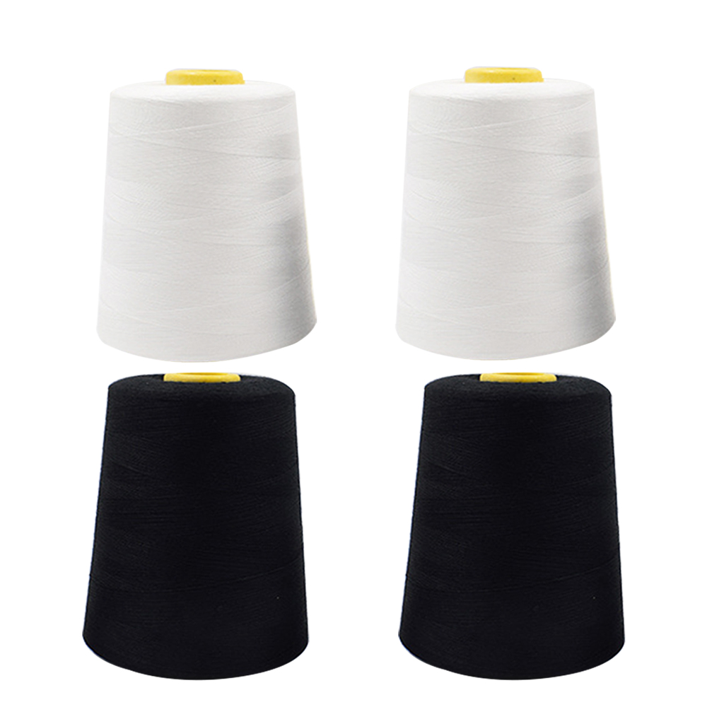 4 pezzi di filo per macchina da cucire overlock resistente da 8000 iarde, filo per cucire industriale in poliestere, coni metrici, filo per cucire bianco e nero: Up047940