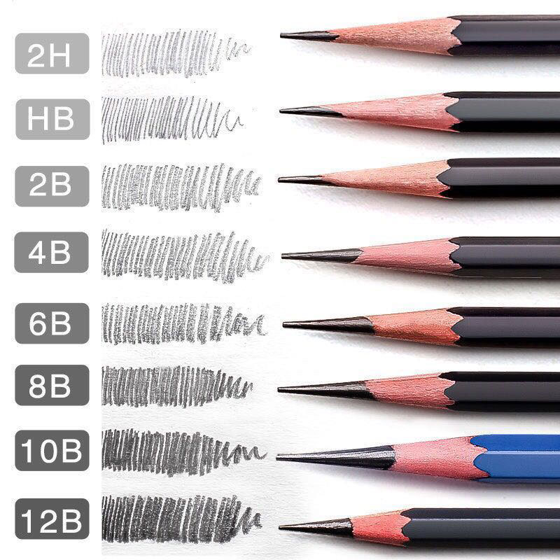 12pcs / box wooden sketch drawing writing pencil art DIY complete set 2B / 4B / 6B / 10B / 12B / 14B