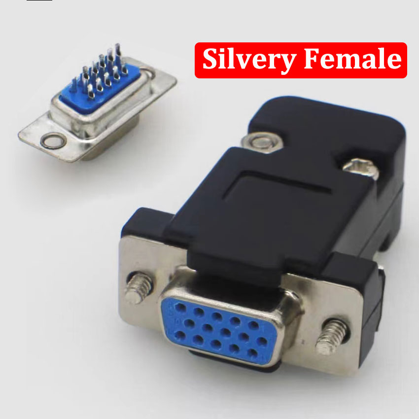 Conector adaptador DB15 de enchufe de soldadura VGA, conector DB15 hembra y macho, puerto D Sub HDB15, enchufe de 3 filas y 15 pines, interfaz de vídeo de ordenador: Naranja