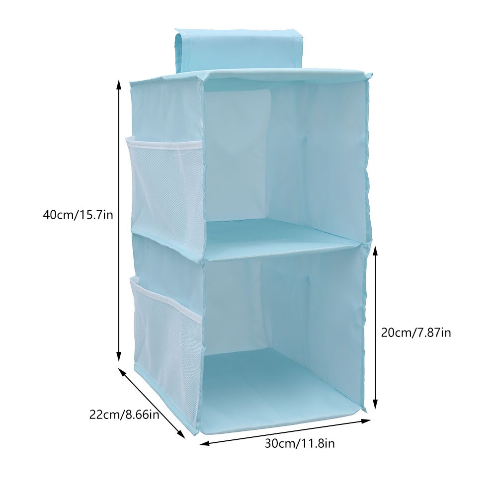Bolsa de almacenamiento colgante para armario, perchas de ropa de múltiples capas, estante organizador portátil, estante de tela no tejida para sujetar ropa: Blue 2 layers
