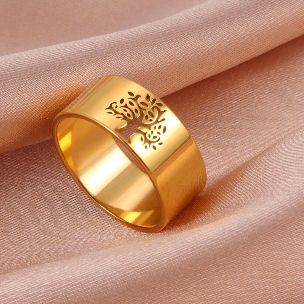 Skyrim – bague creuse arbre de vie pour hommes et femmes, en acier inoxydable 316L, bijoux, d'anniversaire de mariage pour Couple