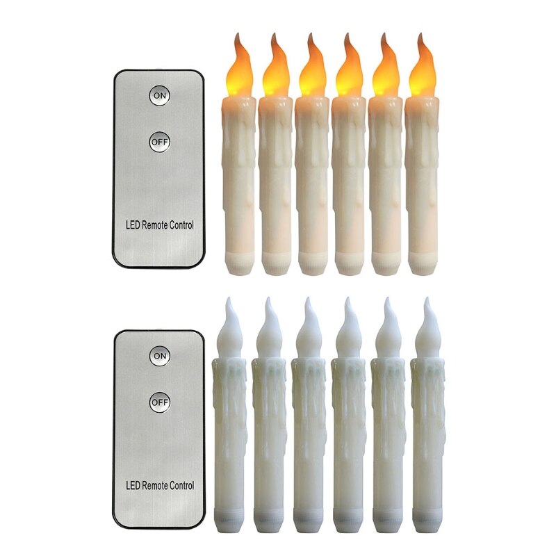 6 Pcs Long Simulation Candle Flame Shape Light Outdoor Garden Decor Lantern LEDs 77HD