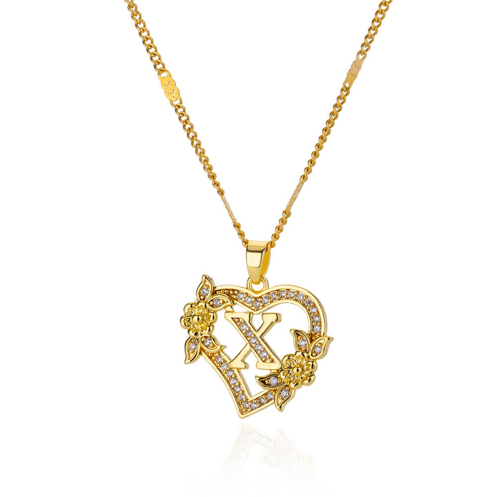 Collares con letras iniciales de corazón para mujer, cadena de acero inoxidable de Color dorado, colgante del alfabeto de A-Z, de joyería de cumpleaños: Plata antigua plateada