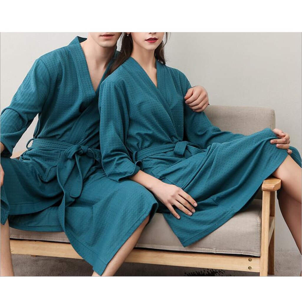 Womens Mens Kimono Robes Knit Bathrobe Loungewear Sleepwear Robe