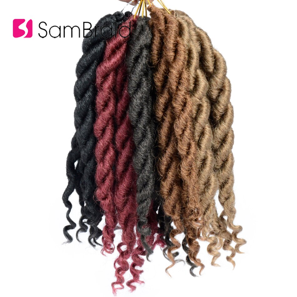 SAMBRAID Goddness Faux Locs Curly Crochet Hair Extensions 12 Inch 100G/pack Synthetic Twist Hair Soft Lock Braids For Women