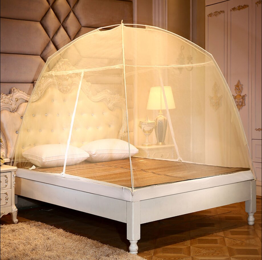 Gratis Installatie Klamboe Gevouwen Student Volwassen Universele Mongoolse Yurt Dubbele Deur Rits Klamboe Voor School Slaapkamer: Geel / 1.8m (6 feet) bed